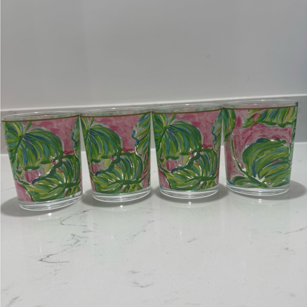 Lilly Pulitzer Tropical Leaf Print Glasses Set